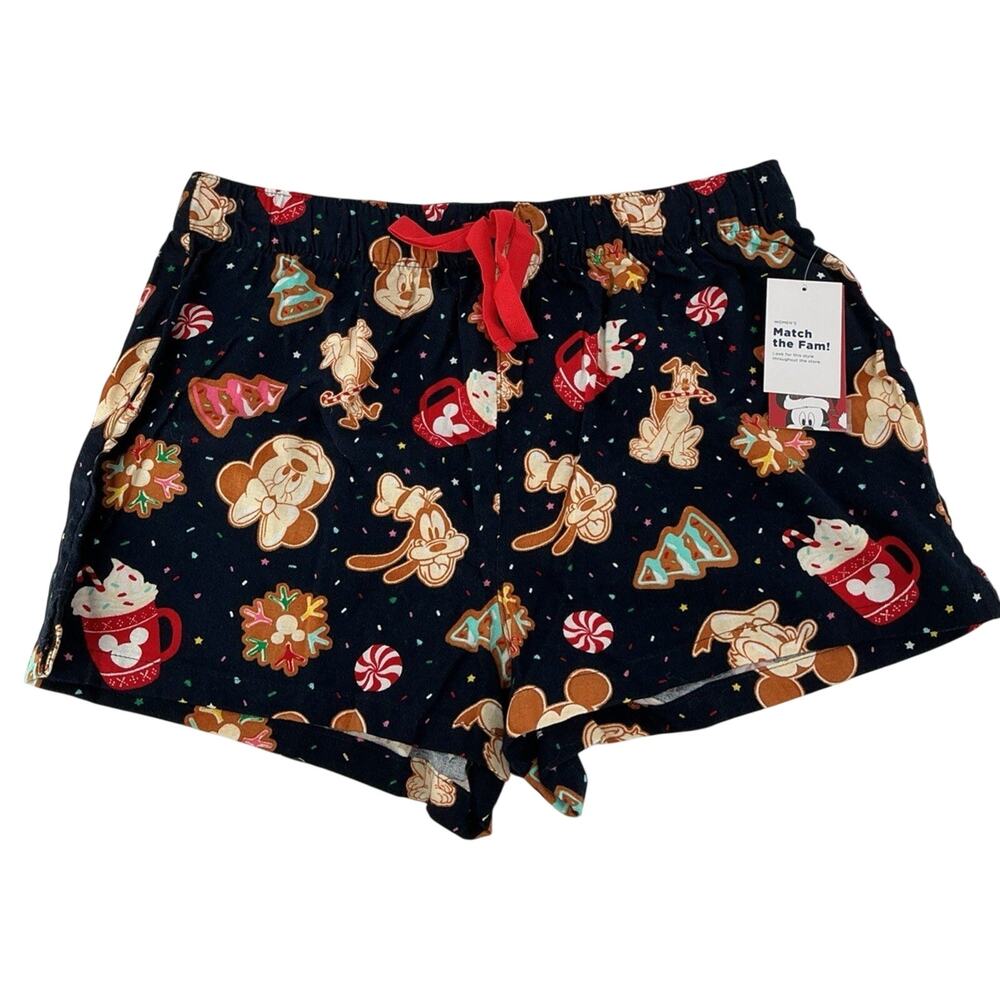 Old Navy x Disney Cookie Party Navy Women Flannel Pajama Shorts M NWT